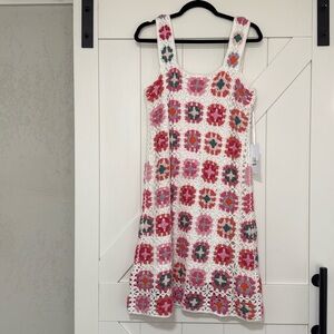 Crocheted Mini Floral Dress